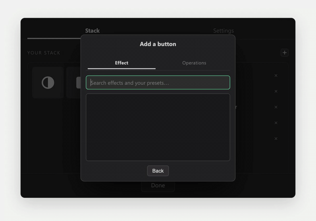Search for any effect or preset